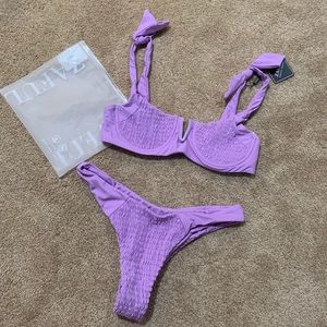 Lilac Shirred Bikini